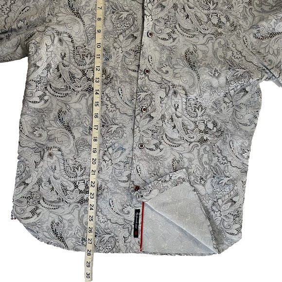 Luchiano Visconti Blue Gray & Red Paisley Design Long Sleeve Shirt Size Medium - Picture 7 of 16